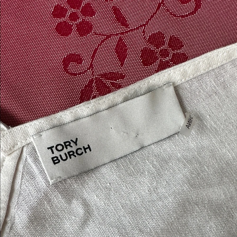 🍦NWOT🍦Tory Burch Beige and Cream Linen Blend Blouse - Picture 8 of 10